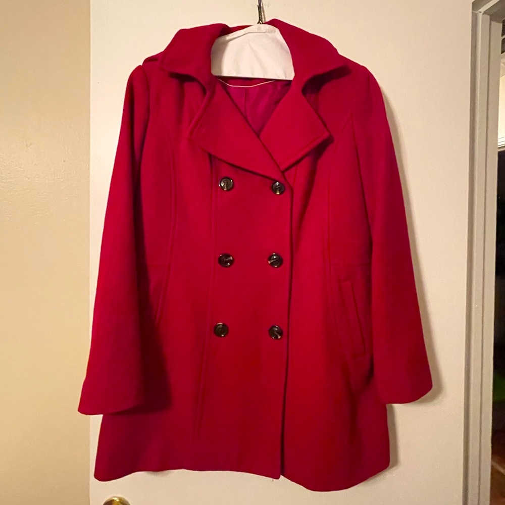 Winter Peacoat with removable hood.